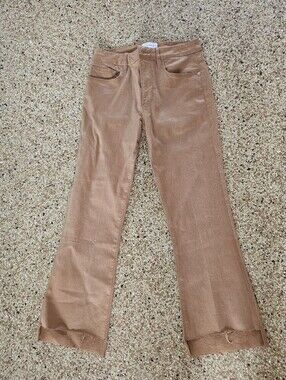 Frame Le Crop Mini Boot in Radio Cascade Cropped Front Hem Shimmery Tan 27
